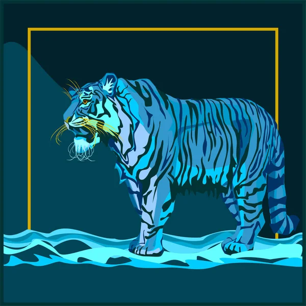 Símbolo Tigre Água 2022 Anos Vista Lateral —  Vetores de Stock
