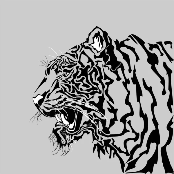 Tiger Head Side View — стоковый вектор