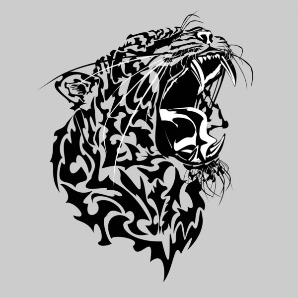 Kaplan başı kükremesi dişlerini ve dilini açık gösteriyor.