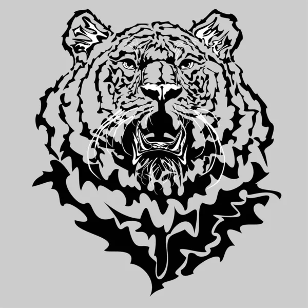 Kaplanın yüzü önü açık, ağzı açık.