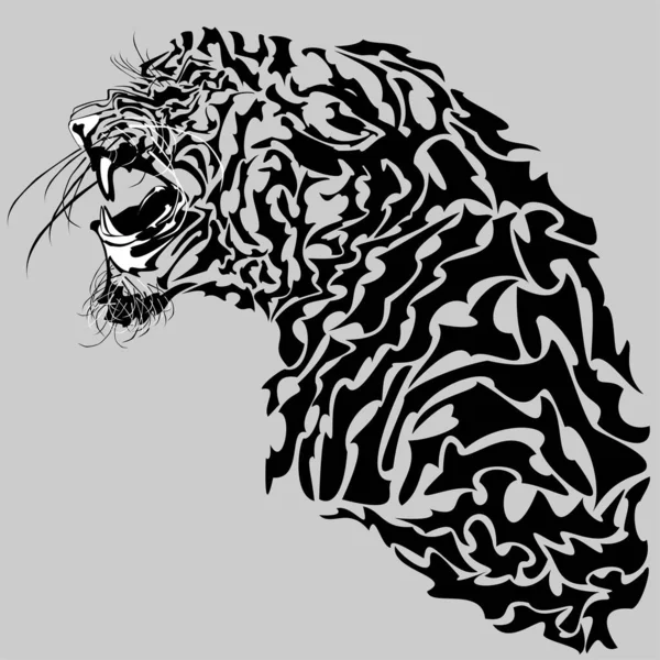 Kaplanın kükremesi ağzındaki dişleri gösteriyor.