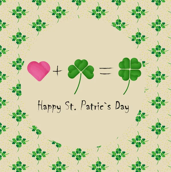Dört yapraklı yonca desenli bir kartpostal. Mutlu Aziz Patrick günleri.