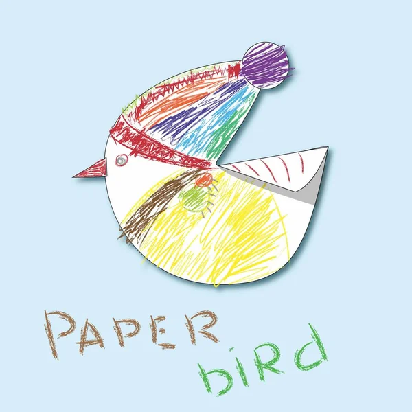 Kağıt kuş. Oğlumun kağıttan yaptığı bir kuş..