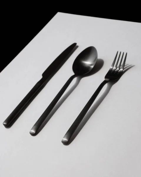 Colher Utensílios Mesa Minimalismo Utensílios Cozinha — Fotografia de Stock