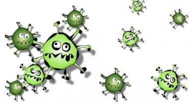 Beyaz arka plan hareketli Coronavirus molekülleri. Yaklaşıyor.