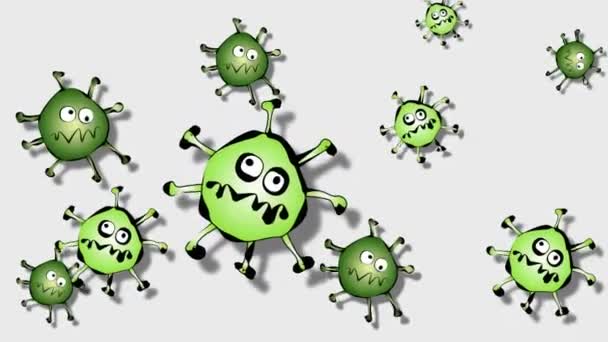 Moléculas Coronavirus Sobre Fondo Blanco Mueven Animación — Vídeo de stock