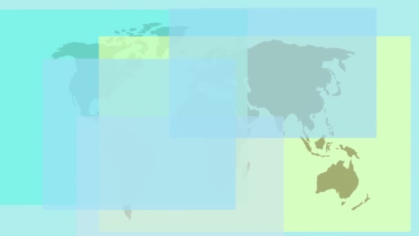 Mundo Animado Map Light Fundo Mapa Escuro — Vídeo de Stock