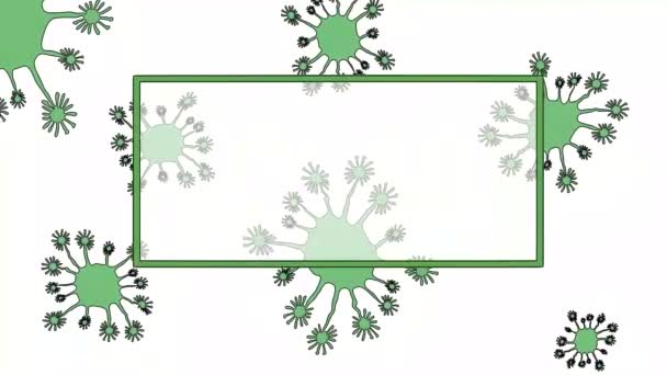 白い背景にコロナウイルス微生物が動き フレームを形成します — ストック動画