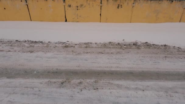 Old Soviet Prison Winter High Fence Barbed Wire Snow — Vídeo de Stock