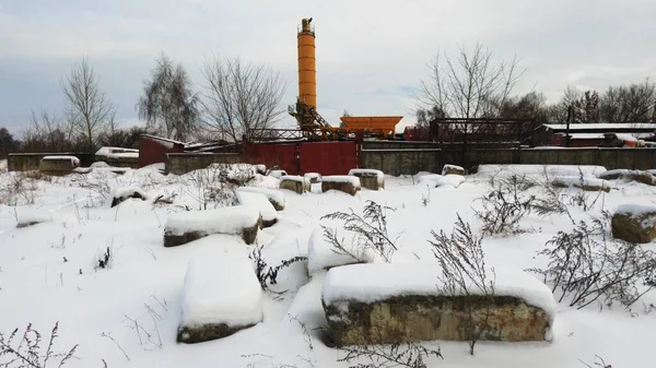 Abandoned Russian Industrial Area Old Factory Bare Concrete Winter Non — Fotografia de Stock