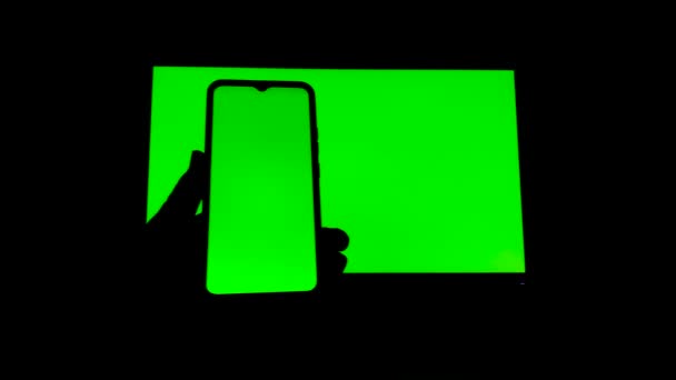 Κλειδί Chroma Ηλεκτρονικές Συσκευές Τηλέφωνο Και Οθόνη Πράσινη Οθόνη Και — Αρχείο Βίντεο