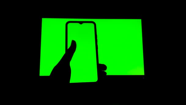 Klucz Chroma Urządzeniach Elektronicznych Telefonie Monitorze Zielony Ekran Ręcznie Przewijane — Wideo stockowe