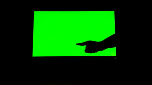 Chroma Key Electronic Devices Phone Monitor Green Screen Hand Scrolling — Αρχείο Βίντεο