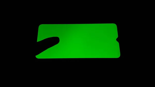 Цветная Клавиша Электронных Устройствах Телефоне Мониторе Зеленый Экран Прокрутка Руки — стоковое фото