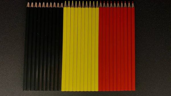Abstracción Lápices Para Dibujar Lápices Plegados Bandera Bélgica — Foto de Stock