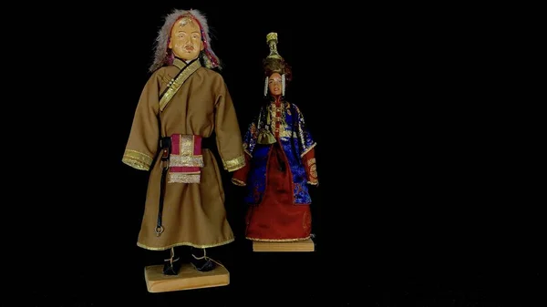 Nationalpuppen Der Mongolei Figuren Aus Der Mongolei Traditioneller Kleidung Mann — Stockfoto