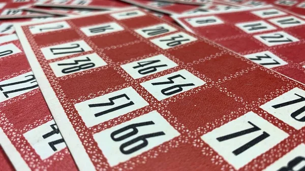 Viejo Loto Tarjetas Rojas Barriles Una Bolsa Brillante Para Juego — Foto de Stock