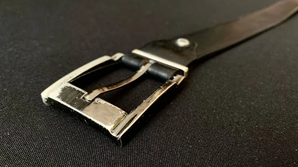 Cinturón Pantalón Cuero Negro Usado Material Con Dibujos Accesorios Vestuario —  Fotos de Stock