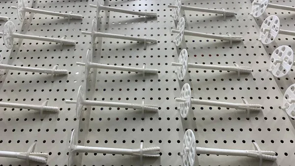 Großes Lager Mit Selbstschneidenden Schrauben Nägeln Bauschrauben Gipskartondübeln Aus Metall — Stockfoto