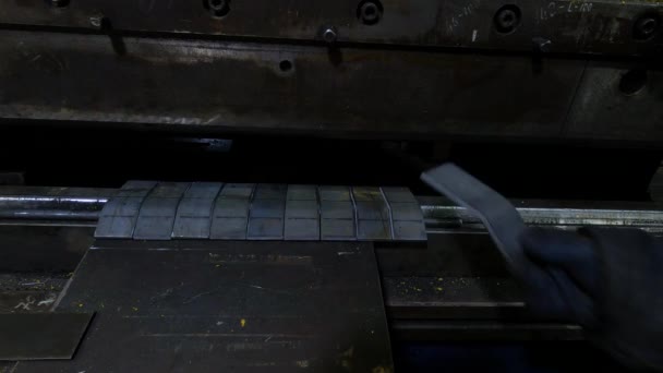 Bending Machine Changing Shape Metal Blanks Which Production Master Works — Stock Video