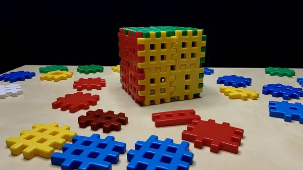 Bloques Juguete Plástico Diseñador Juguetes Para Niños Bloques Construcción Brillantes — Foto de Stock