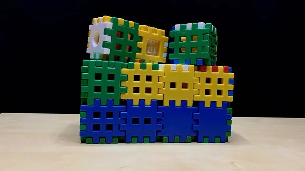 Bloques Juguete Plástico Diseñador Juguetes Para Niños Bloques Construcción Brillantes —  Fotos de Stock