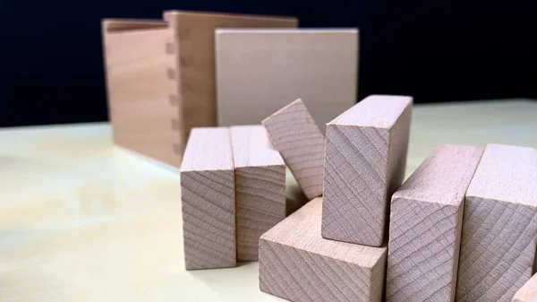 Juego Educativo Para Niños Hecho Madera Natural Para Enseñar Formas — Foto de Stock