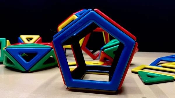 Constructor Magnético Multicolor Para Niños Forma Formas Geométricas Desarrollo Los — Foto de Stock