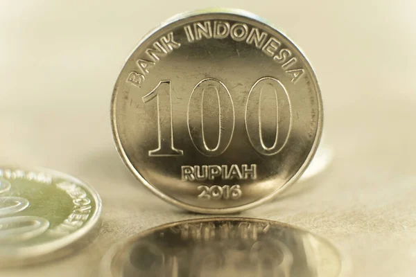 Gros Plan Sur Les Pièces Monnaie Roupie Indonésienne — Photo