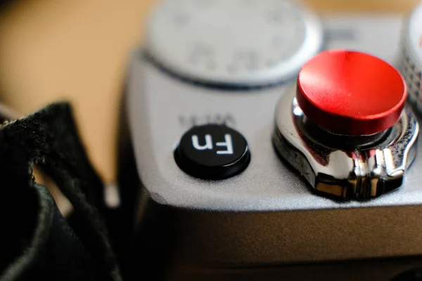 Foco Seletivo Nos Botões Macro Digital Camera Shutter Buttons Mode — Fotografia de Stock