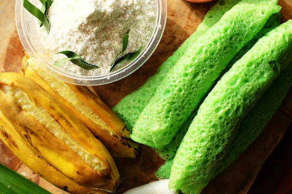 Zöld Banán Jég Egy Hagyományos Indonéz Snack Makassar Dél Sulawesi — Stock Fotó