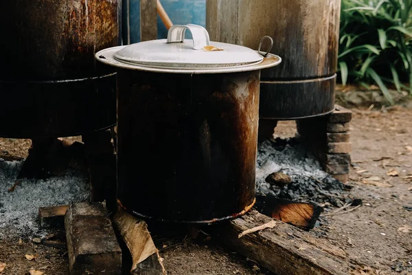Large Pot Boiling Manual Stove — Fotografia de Stock