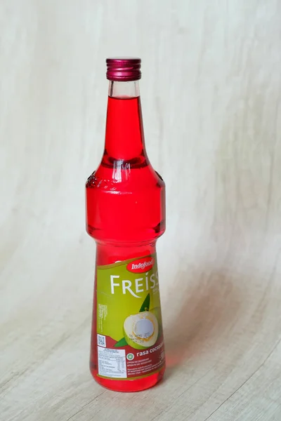 International Company Makes Syrup Coconut Pandan Flavour Transparent Bottles Usually — Zdjęcie stockowe