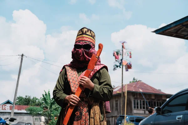 Lampung Indonesia May 2022 Tradition Sekura Party Face Covering Made — Zdjęcie stockowe