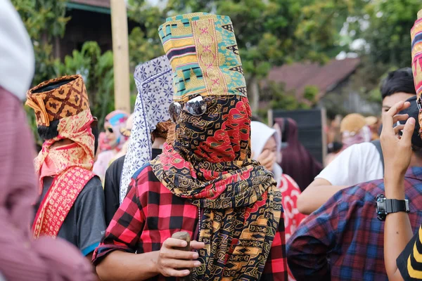 Lampung Indonesia May 2022 Tradition Sekura Party Face Covering Made — Stock Fotó