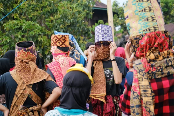 Lampung Indonesia May 2022 Tradition Sekura Party Face Covering Made — Fotografia de Stock
