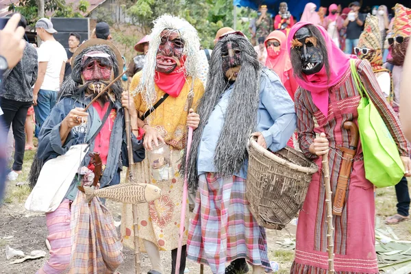 2022年5月6日 印度尼西亚兰榜 Sekura 派对的传统 是一种用木头或布料做的面部覆盖物 装饰脸部 Sekura是一种源自西洋的面具艺术 — 图库照片