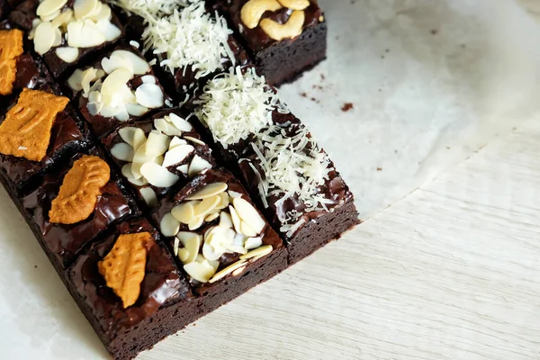 Caseiro Fudgy Brownies Comida Contemporânea — Fotografia de Stock