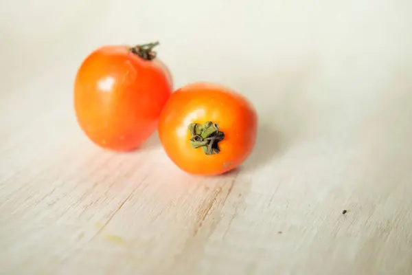 Ripe Fresh Tomatoes Wooden Table — Stockfoto