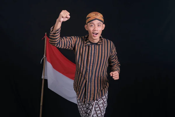 Men Wearing Traditional Javanese Batik Clothes Show Richness Javanese Culture — Foto Stock