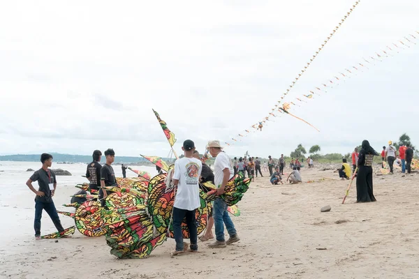 Lampung Indonezja Września 2022 Coroczny Tradycyjny Festiwal Latawców Konkurs Kreatywnych — Zdjęcie stockowe