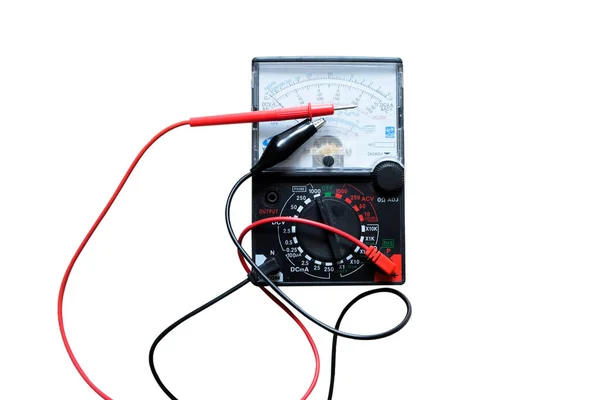 Elektronische Multimeter Met Draden Witte Achtergrond Met Knippad — Stockfoto