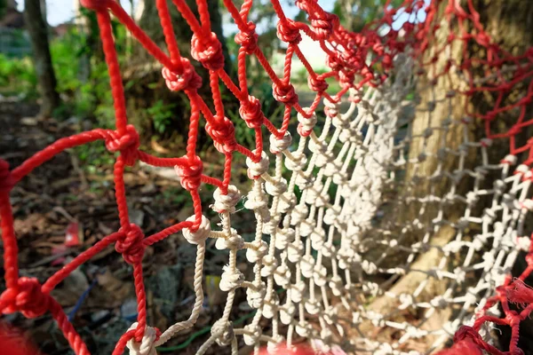Αφηρημένο Φόντο Δικτυώματος Σχοινιού Κόμπους Δίχτυ Είναι Υφασμένο Γερά Σχοινιά — Φωτογραφία Αρχείου