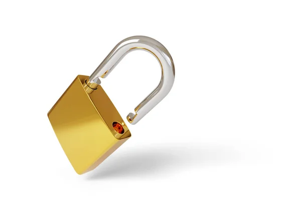 Open Padlock Isolated White Background Illustration — Stock Photo, Image