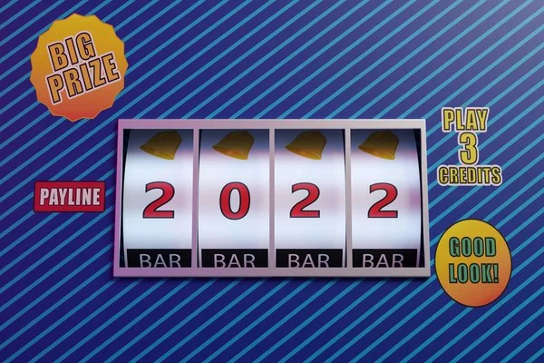 Wheels Slot Machine Number 2022 New Year Concept Illustration — Stock Photo, Image