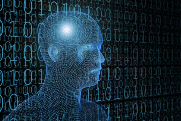 Robot kafası. Yapay zeka konsepti. 3d illüstrasyon.