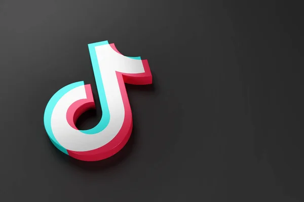 Buenos Aires, Arjantin - 12 Aralık 2021: Koyu arkaplanda Tiktok simgesi. 3d illsutasyon.
