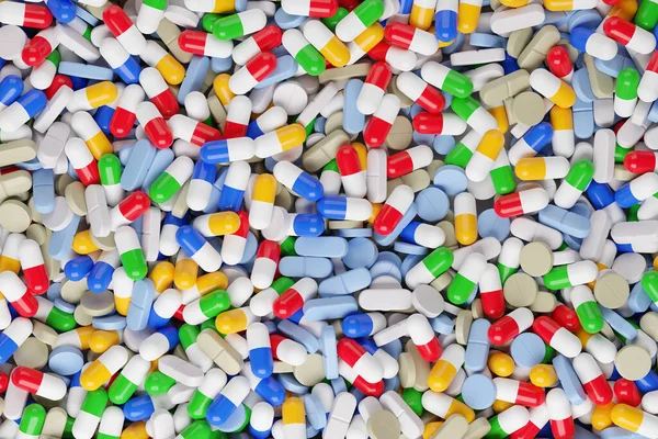 Colorful Pills Background Top View Illustration — стоковое фото