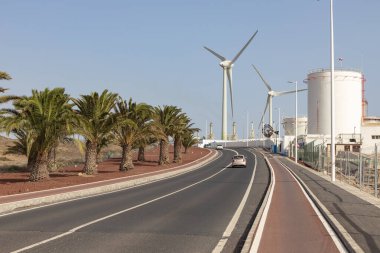 Arrecife, Lanzarote, Kanarya Adaları, İspanya 'daki yel değirmenleri.