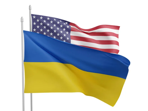 Український Прапор Поруч Прапором Сша Ілюстрація — стокове фото